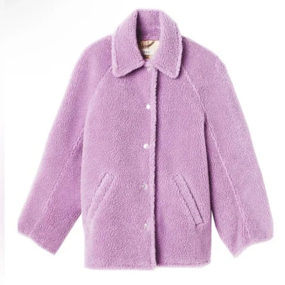 A.L.C. Women's Purple Lincoln Oversized Shearling Teddy Coat Jacket Size XS - Picture 2 of 9